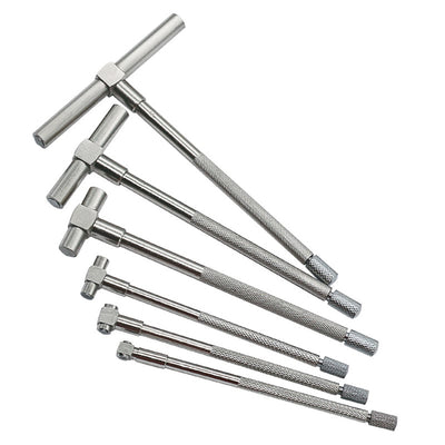 6PCS Telescopic Precision Gauge Set 8-150 mm Internal T Bore Hole Gauge Set Plated Square Head Telescopic Gauge Micrometer Measuring Tools