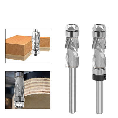 LinkMejor 1/4" Shank Woodworking Solid Carbide CNC Router Bit  Spiral Compression Top Bearing Flush Router Bit Ideal for Carving Trimming Milling