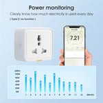 Tuya Smart Home WIFI Plug Socket 16A Universal Travel Universal Conversion Socket Outlet Power Monitor Timer Countdown Function Voice Control with Alexa Google Home