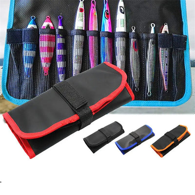 LinkMejor Waterproof Fishing Lure Bag 12 Slots Metal Jigs Sea Bait Lead Protector Case