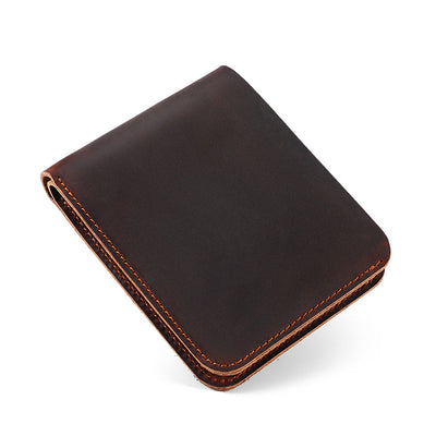 Ekphero Men's Genuine Leather Wallet Large Capacity Slim 6 Card Slots Money Clip, Lightweight Cowhide Portable ID & Credit Card Holder
