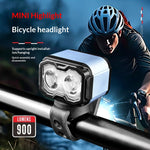 LinkMejor Rechargeable Bike Headlight with Digital Display 900 Lumen USB-C Front Light Aluminum Alloy 5 Modes for Mountain Road Bicycle Cycling