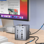 LinkMejor 13 in 1 Vertical Docking Station with PD100W DC18W,TF&SD3.0,10Gbps USB-C USB-A, Camera,bluetooth-compatible 6.0 Speaker, Volume Adjustment for Laptop Computer PC