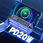K32 100W 10000mAh/20000mAh Transparent Power Bank LED Display External Battery Power Supply with 2 Input & 3 Output Support PD/QC/AFC/SCP Fast Charging for iPhone 16 16 Pro 15 14 13 Pro Max for Xiaomi 15pro for Samsung Galaxy S25 Ultra
