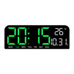 9 Inch Large Digital Wall Clock Temperature Date Week Timing Countdown Light-sensing Table Clock 2 Alarm 12/24H LED Alarm Clock