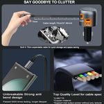 LinkMejor IBD358 1U2C 60W PD30w QC30W 3-in-1 USB Car Charger Retractable Cable Multi-Port  Fast Charging USB Type C Charger for Mobile Phone