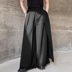 LinkMejor Men Trendy Layered Skirt Pants Loose Fit Casual Comfortable Wide Leg Trousers with Side Pockets Plus Size