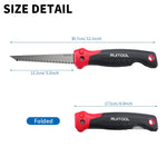 Folding Jab Saw 6 Inch 3 Edged Tooth 8 TPI Drywall Cutter Compact Keyhole Saw Non Slip Grip Manganese Steel Blade for Precise Drywall Wood Wallboard Cutting Manual Hand Tool