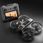 LinkMejor S156 WiFi FPV with 4.9inch LCD Screen Controller HD Dual Camera Electrically Adjustable Optical Flow Hover Automatic Obstacle Avoidance Circle Protection LED Light Brushless 2.4G 4CH 6-Axis Remote Control Toys RC Drone Quadcopter RTF