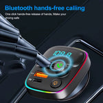 Car FM Transmitter PD Type C Dual USB Ambient Player MP3 Charger Bluetooth 5.3 Wireless Light Handsfree PD QC3.0