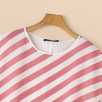 LinkMejor Women Striped Printed T-shirt Fashion Short Sleeve Tee Holiday Summer Holiday Belted Design Casual Simple Tops