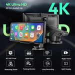 10.26Inch Wireless CarPlay Android Auto 4K Front 1080P Rear Split Screen GPS WiFi Smart Car Display Dash Cam