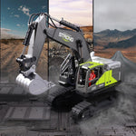 HJ Models 689-714A 1/16 2.4G 16CH RC Car Excavator Engineering Vehicles Alloy Bucket Digging 680° Rotation Spray LED Light Sound RTR Toys