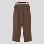 INCERUN Mens Pant Pleated Solid Color Trousers Casual Trendy Korean Pleated Solid Color Casual Pants
