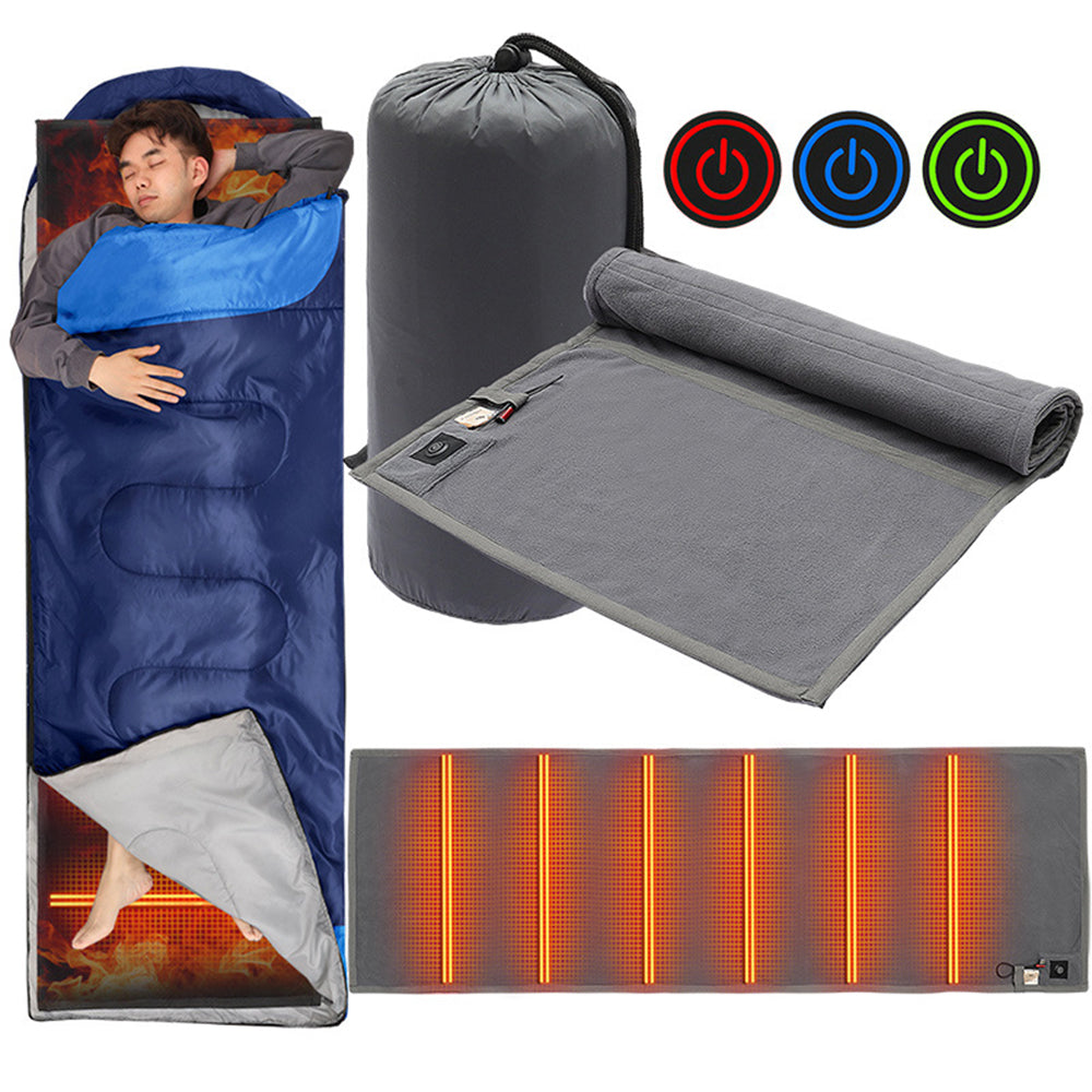 6 Zones Smart Heating Blanket 40 To 65℃ 3 Gear Insulation Heated Mat USB Powered for Outdoor Camping Hiking