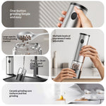 Comfook Electric Pepper Grinder Stainless Steel USB Rechargeable Adjustable Coarseness Ceramic Burr Mill Automatic Salt Mill Kitchen Gadget