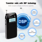 LinkMejor PR12 Portable Radio FM AM Mini Pocket USB Radio MP3 Portable Receiver Backlit LCD Display Digital Power Bank Support TF Card for Elderly