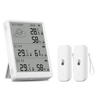 Tuya WiFi+RF433 Temperature & Humidity Sensor Sets Screen Display Monitor Main Sub devices Kits Indoor Outdoor Hygrometer Works With Alexa Google Home