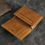 Ekphero Men's Genuine Leather Card Holder Retro Head Oil Wax Multi-card Bag RFID Blocking Credit Card Case Large Capacity ID Card Wallet Case Vintage Hasp Male Purse