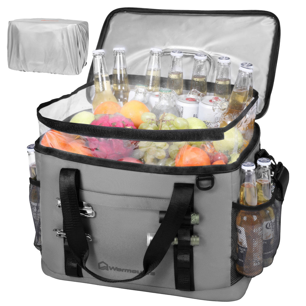 LinkMejor Backpack Cooler Insulated 75 Cans w/ Insulating Cover, Upgraded Leakproof Soft Cooler Backpack 2 Compartment for Camping Hiking Picnic Beach