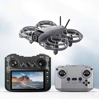 LinkMejor D26 WiFi FPV with 4.3inch LCD Screen Controller HD Dual Camera Electrically Adjustable Optical Flow Hover Full Coverage Circle Protection 2.4G 4CH 6-Axis Remote Control Toys RC Drone Quadcopter RTF