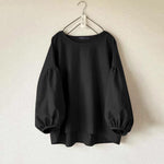 LinkMejor Women's Round Neck Drop Shoulder Lantern Sleeve Loose Casual Solid Blouses