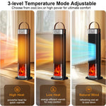 Tevorex Portable Flame Space Heater 2000W Electric Heater with Remote Control 12H Timer PTC Ceramic Heating Safety Heat for Home Bedroom