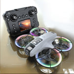 LinkMejor K200 MAX WiFi FPV with LCD Screen Controller HD Dual Camera Electrically Adjustable Optical Flow Hover Automatic Obstacle Avoidance Dazzling 7-Lights Circle Protection Brushless 2.4G 4CH 6-Axis Remote Control Toys RC Drone Quadcopter RTF
