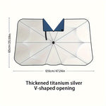 Car Front Windshield Sunshade V-Neck Foldable Umbrella Reflective Sunshade For Vehicles Blocking UV Sunshade Summer Keep Cool