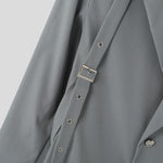 LinkMejor Mens Lace-Up Design Long Sleeve Blazer Fashion Loose Fit Solid Color Casual Suit for Male