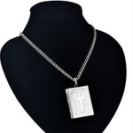 Religious Jesus Cross Locket Pendants Gold Silver Color Photo Frame Memory Necklace for Women/Men Stainless Steel Cross Necklace Faith Jewelry Gift