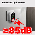 LinkMejor 5-in-1 Plug-in Multi-Gas & Smoke CO Detector with Temp/Humidity Sensor Built-in Audible & Visual Alarm Digital Display for Home Security Plug and Play