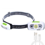 Outdoor Intelligent Sensing Headlight USB Charging Strong Bald Headlight LED Night Fishing Portable Night Running Light