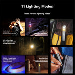 LinkMejor Rechargeable LED Multiple Colors Flashlight with Magnet and Hook Life Waterproof With Red light Power Bank Repairing Work Emergency Lantern