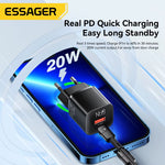 [GaN Tech] LinkMejor ES-CD31 20W 2-Port USB PD Charger USB-A+USB-C Fast Charging Wall Charger Adapter EU Plug US Plug for iPhone 16 16 Pro 15 14 13 Pro Max for Xiaomi 15 Ultra for Samsung Galaxy S25 Ultra for Huawei Pura X