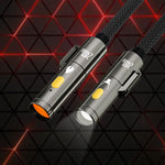 LinkMejor PD240W USB C to C Fast Charging Cable with Lighting Cigarete Lighter Function 480Mbps Data Transfer Built-in Flashlight Zinc Alloy Nylon Braided Cables