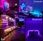 Elfeland RGB LED Strip Kit 5050 Bluetooth Remote Control 5V 30 LEDs/m Adhesive Flexible Cuttable Strip Lights IP20 for Home Decor 1m 2m 5m 10m