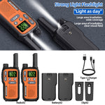 2Pcs Baofeng BF-T18 Mini Walkie Talkie PMR446 License Free 16 Channels 2W Power Long Range Type C Rechargeable NOAA Weather Alerts Hands Free Two Way Radio