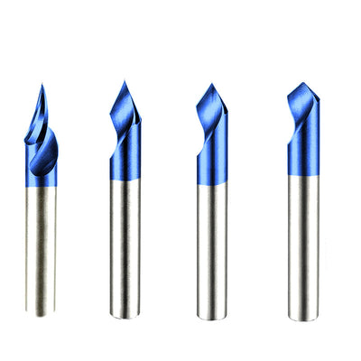 1/4Pcs CNC Engraving Carbide Milling Cutter 1/4 Inch Shank 50 mm TiAIN Coated 30 45 60 90 Degree Router Bit For Wood Plywood MDF Composites