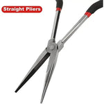 4PCS Long Needle Nose Pliers Set 11 Inch Carbon Steel with Rubber-Coated Grips for Automotive Repair Jewelry Making Crafting