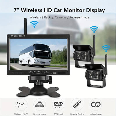 7" Monitor Parking Driving Monitoring Recorder Vehicle with 2 Backup Cameras for RV/SUV/Van/Pickup/Truck/Trailer