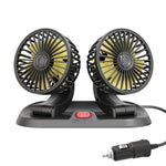 12V Dual-Head Car Fan Cooling Fans 360° 2 Speed Adjustable Mini Size Five-blade Strong Wind with Parking Number Plate For Auto Cooler