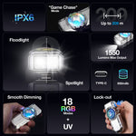 Astrolux® K3 1550LM EDC Flashlight Long Throw 209m Rotary Dial Control Throw Flood Combo LED Torch with RGB 18 LEDs, UV 395nm, 16300 Rechargeable, IPX6 Ideal for Outdoor, Search, Emergency and EDC Use
