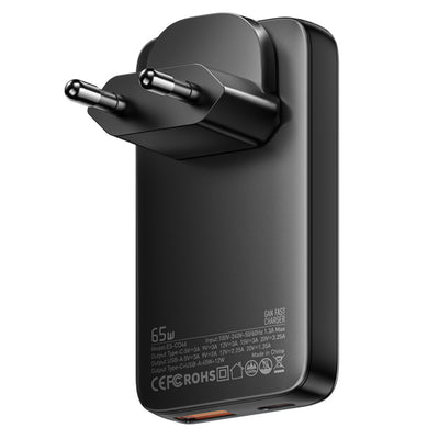 [GaN Tech] ESSAGER ES-CD46 65W 2-Port USB PD Charger USB-A+Type-C PD3.0/2.0 QC4.0 FCP SCP DCP AFC PPS iP2.4A Fast Charging Wall Charger Adapter EU Plug US Plug for iPhone 16 16 Pro 15 14 13 Pro Max for Xiaomi 15pro for Samsung Galaxy Z Flip6