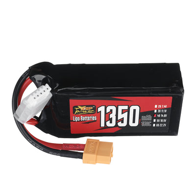 LinkMejor Power 14.8V 1350mAh 150C 4S LiPo Battery XT60 Plug for RC Drone
