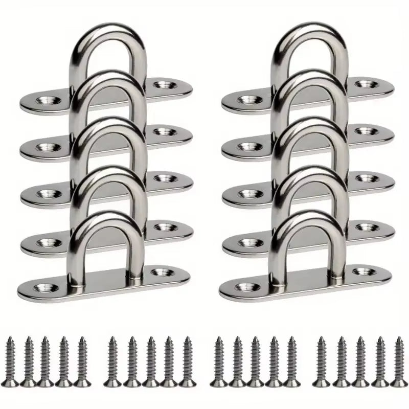 Marine Grade Stainless Steel Oval Eye Plate 304 Anti Corrosion Fastening Kit for Shade Sail Installation Boat Rigging Load Capacity 90 lbs Anchor