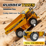 LinkMejor HG4-431 RTR 1/64 2.4G Mini RC Car Alloy Dump Truck Support App Remote Controlled LED Light Sound Engineering Vehicle Two Speed Desktop Toys Model Collection Gift For Boys