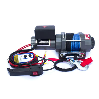 4500lbs 12V Electric Winch Pulling Capacity for Dyneema Rope Wireless Remote Control Rotatable Clutch High Torque Permanent Magnet Motor Heavy Duty Winch for ATV UTV Small Trailers