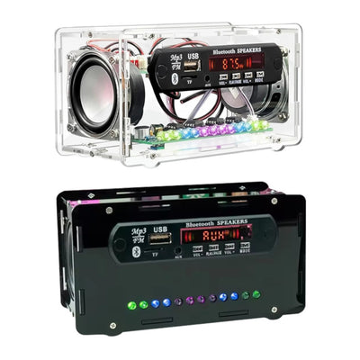 FM Radio DIY Electronics Kit Bluetooth 5.0 Speaker with Voice-activated Level Indicator DIY Electronic Kit DC5V Bluetooth Speak