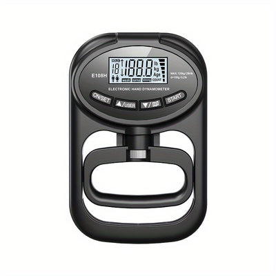 Hand Dynamometer Digital Grip Strength Tester 265 lb 120 kg Max Rechargeable Battery USB LED Display Windproof Rubberized Indoor Outdoor Use